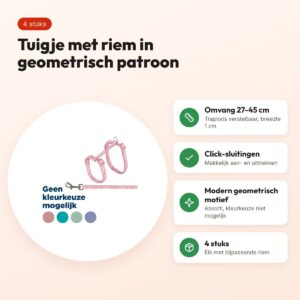 Trixie kattentuigje met riem geometrisch assorti 27-45 x 1 cm, 4 stuks – voordelen