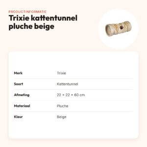 Trixie kattentunnel pluche beige 22 x 22 x 60 cm – met ritselfolie – productinformatie