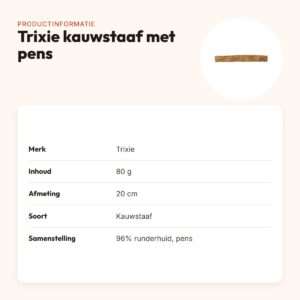 Trixie kauwstaaf met pens 20 cm – 96% runderhuid, 80 g – productinformatie