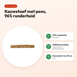 Trixie kauwstaaf met pens 20 cm – 96% runderhuid, 80 g – voordelen