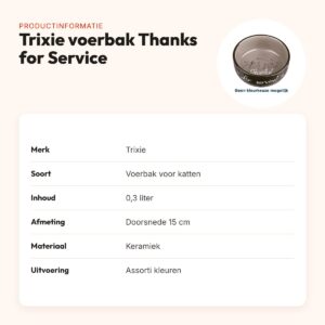 Trixie keramische voerbak kat Thanks for Service ø 15 cm 0,3 liter – productinformatie