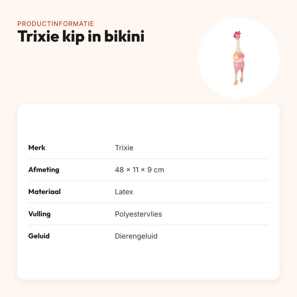 Trixie kip in bikini 48 cm – latex hondenspeeltje met dierengeluid – productinformatie
