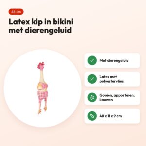 Trixie kip in bikini 48 cm – latex hondenspeeltje met dierengeluid – voordelen
