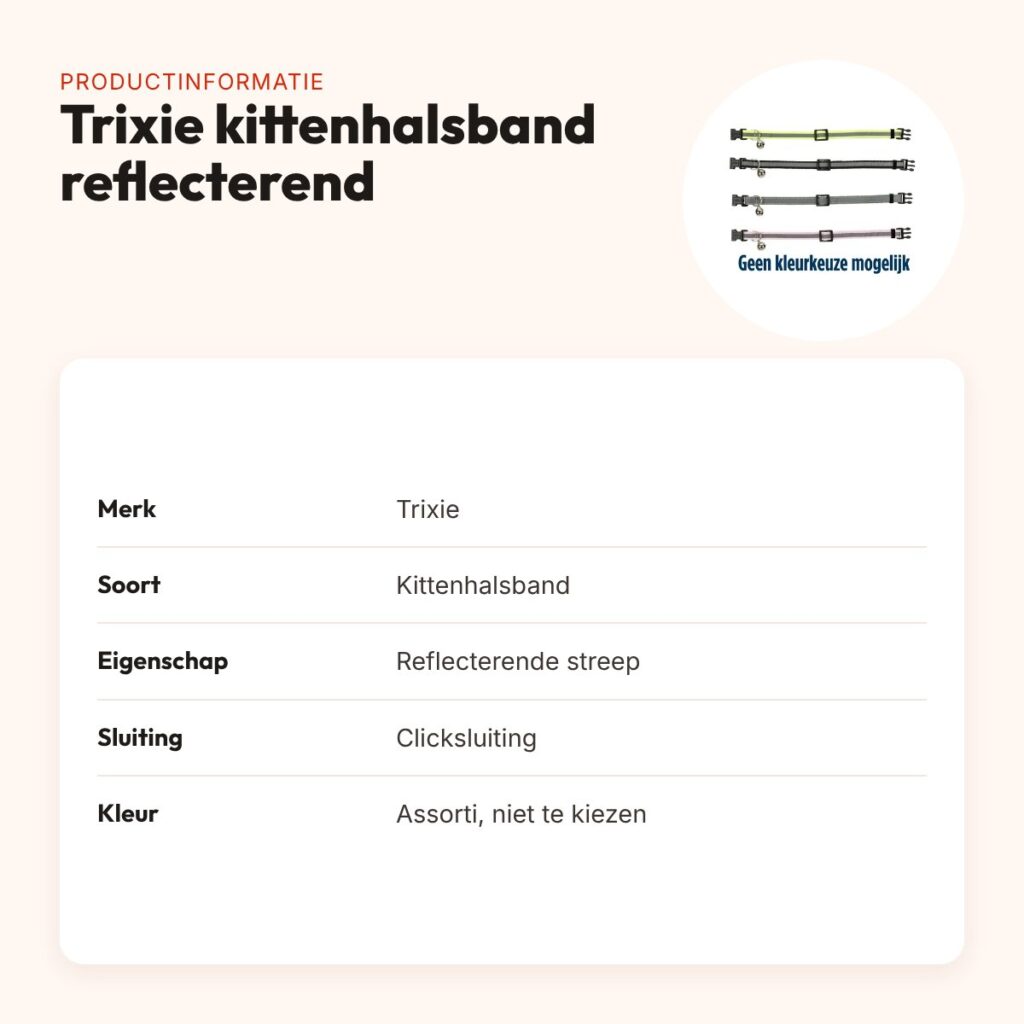 Trixie kittenhalsband reflecterend – assorti, verstelbaar – productinformatie
