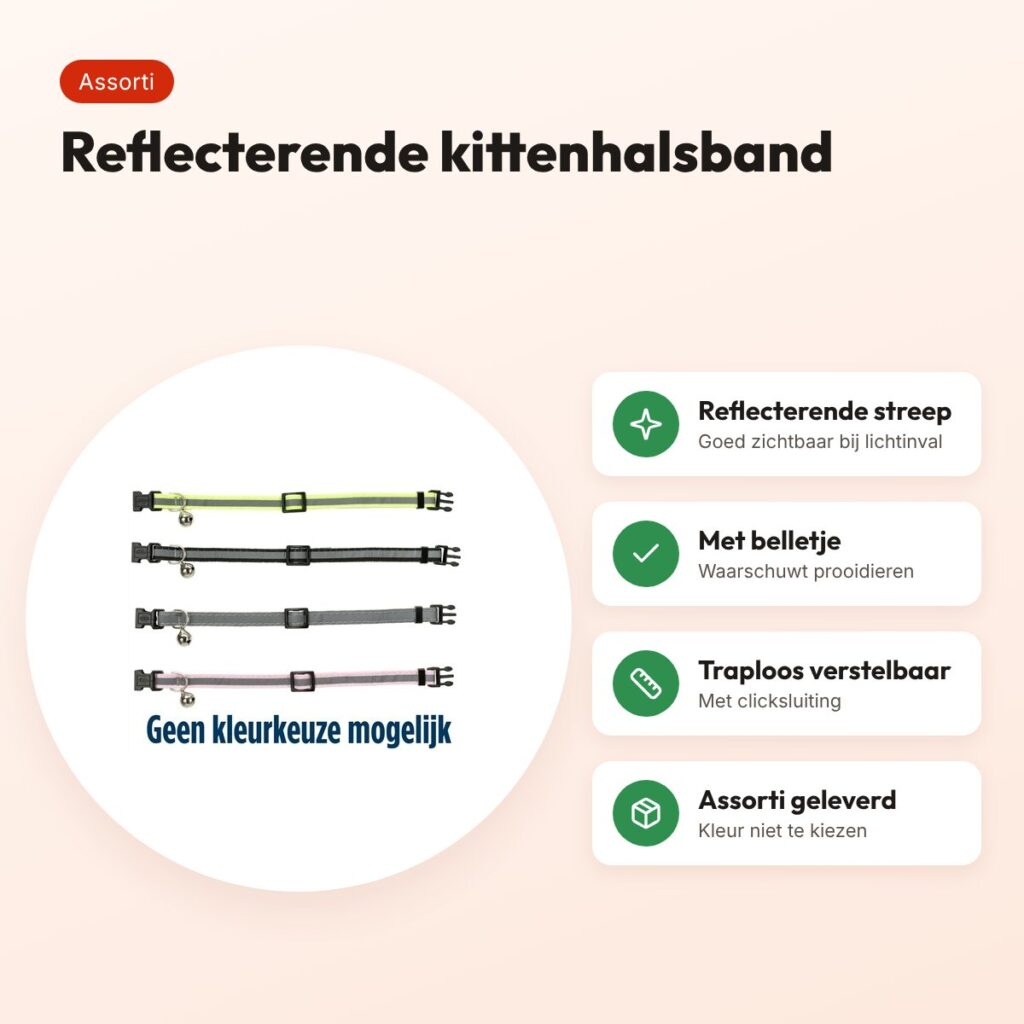 Trixie kittenhalsband reflecterend – assorti, verstelbaar – voordelen
