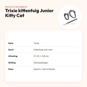 Trixie kittentuig Junior Kitty Cat met riem 21-33 cm – assorti – productinformatie