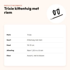 Trixie kittentuig met riem 19-31 cm – assorti, riem 1,20 m – productinformatie