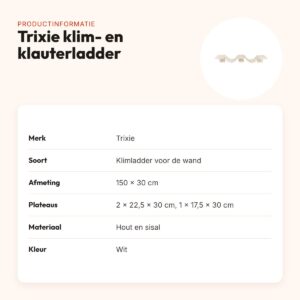 Trixie klim- en klauterladder voor de wand 150 x 30 cm – drie plateaus – productinformatie