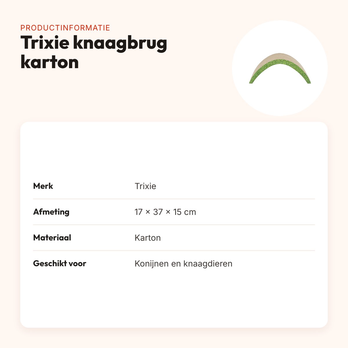 Trixie knaagbrug karton 17 x 37 x 15 cm – voor konijnen en knaagdieren – productinformatie