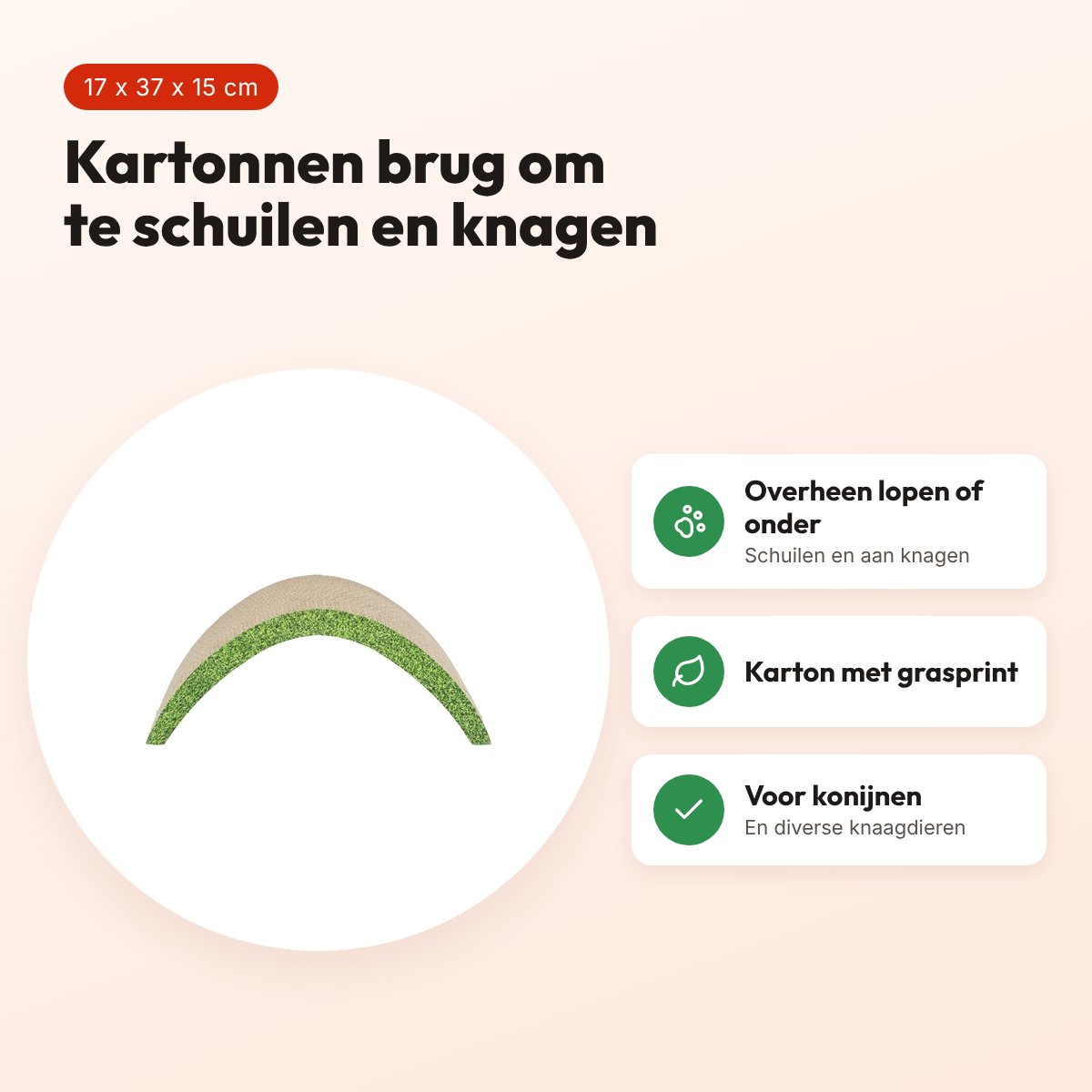 Trixie knaagbrug karton 17 x 37 x 15 cm – voor konijnen en knaagdieren – voordelen