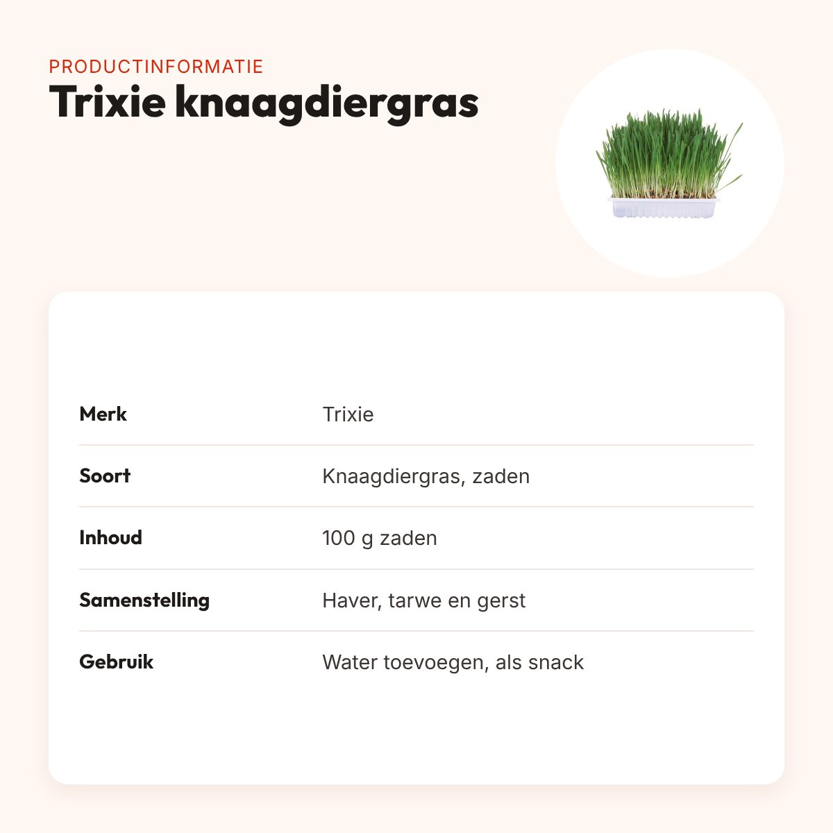 Trixie knaagdiergras 100 g – zaden om zelf te kweken – productinformatie