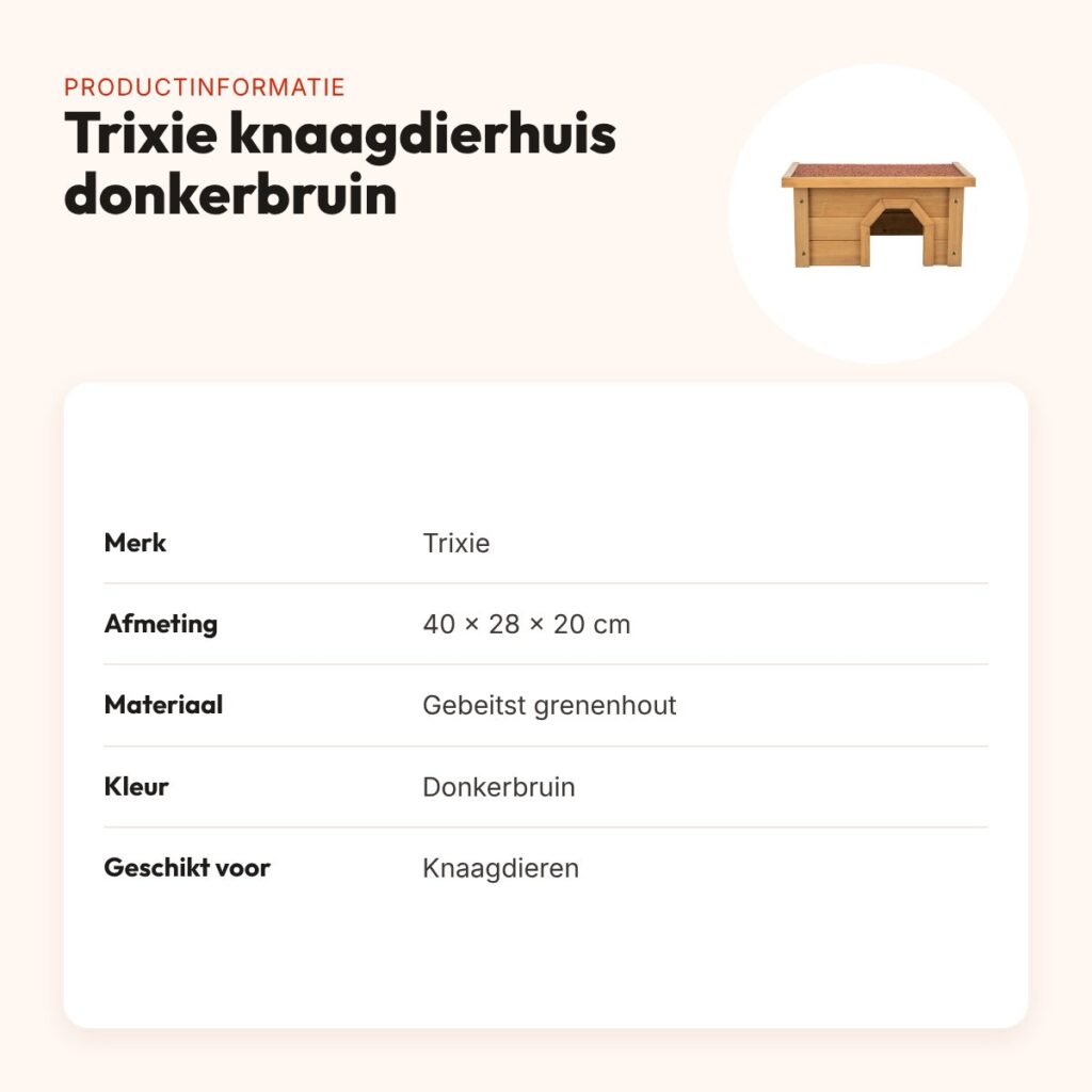 Trixie knaagdierhuis donkerbruin 40 x 28 x 20 cm – gebeitst grenenhout – productinformatie