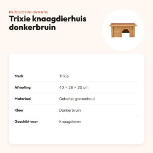 Trixie knaagdierhuis donkerbruin 40 x 28 x 20 cm – gebeitst grenenhout – productinformatie