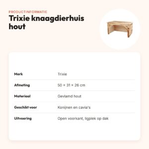 Trixie knaagdierhuis hout 50 x 31 x 26 cm – met ligplek bovenop – productinformatie