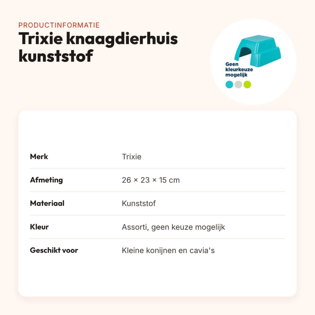 Trixie knaagdierhuis kunststof 26 x 23 x 15 cm – assorti kleuren – productinformatie