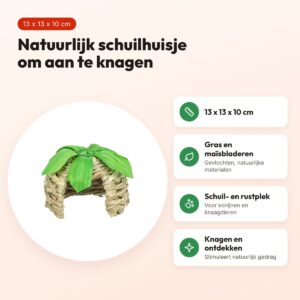 Trixie knaagdierhuisje gras met maïsbladeren 13 x 13 x 10 cm – voordelen