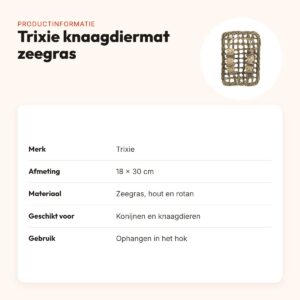 Trixie knaagdiermat van zeegras 18 x 30 cm – met houten en rotan balletjes – productinformatie