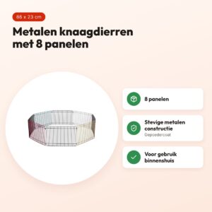 Trixie knaagdierren metaal gepoedercoat 86 x 23 cm – 8 panelen – voordelen