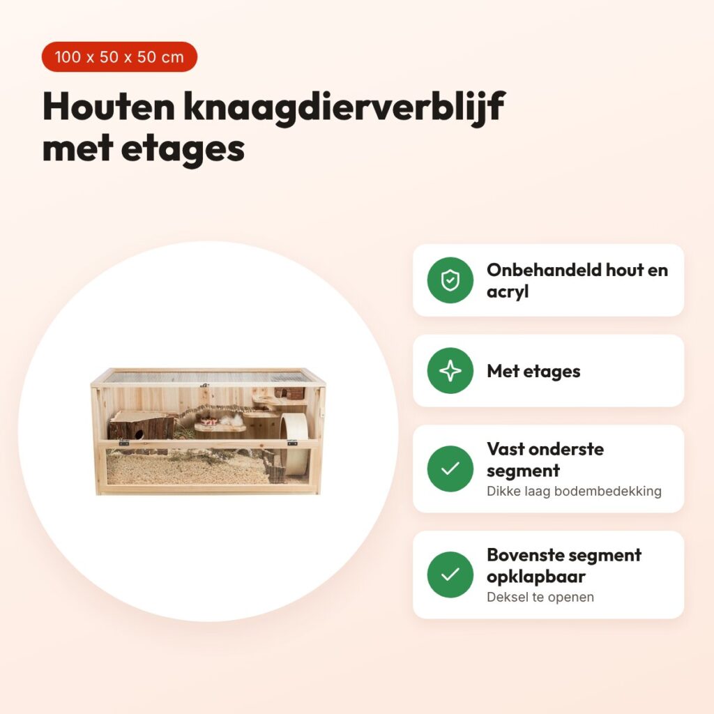 Trixie knaagdierverblijf hout 100 x 50 x 50 cm – met etages – voordelen