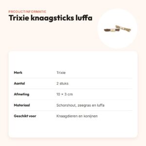 Trixie knaagsticks luffa, schorshout en zeegras 10 x 3 cm – 2 stuks – productinformatie