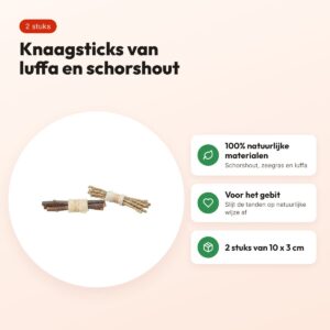 Trixie knaagsticks luffa, schorshout en zeegras 10 x 3 cm – 2 stuks – voordelen