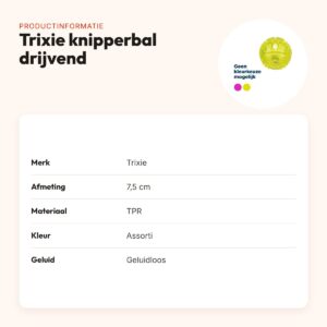 Trixie knipperbal TPR 7,5 cm – drijvend, geluidloos, assorti – productinformatie