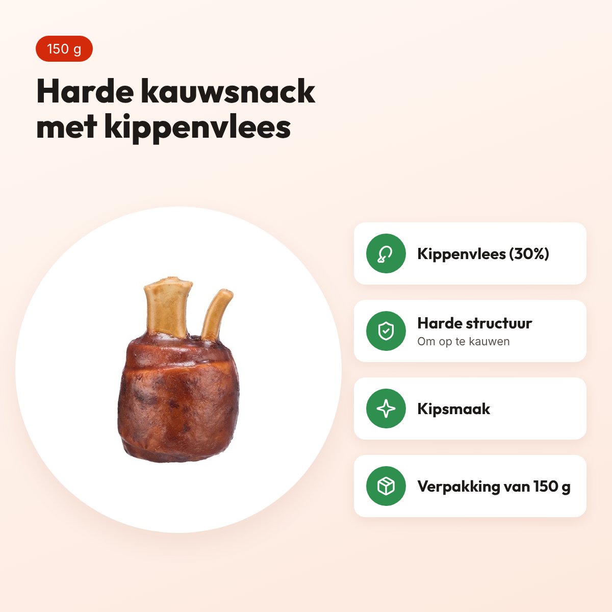 Trixie Knokkel kauwsnack kip 150 g – harde structuur – voordelen