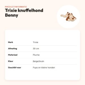 Trixie knuffelhond Benny pluche beige/bruin 30 cm – zonder geluid – productinformatie