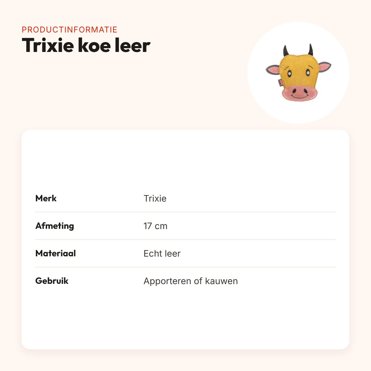 Trixie koe leer 17 cm – compact hondenspeeltje van echt leer – productinformatie