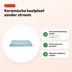 Trixie koelplaat kleine dieren 28 x 20 cm – keramiek, slipvast, blauw – voordelen