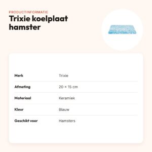 Trixie koelplaat voor hamsters keramiek blauw 20 x 15 cm – slipvast – productinformatie