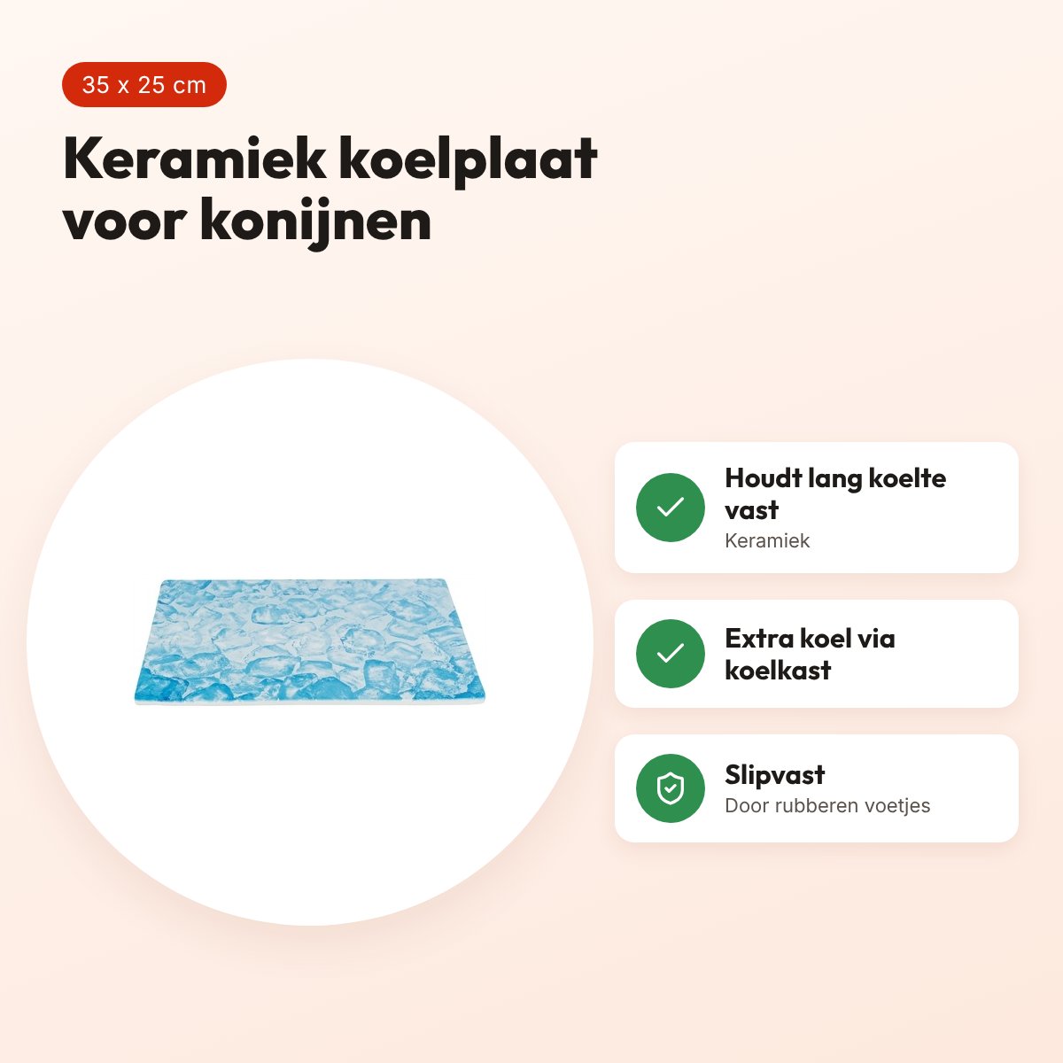 Trixie koelplaat voor konijnen en cavia's keramiek blauw 35 x 25 cm – voordelen
