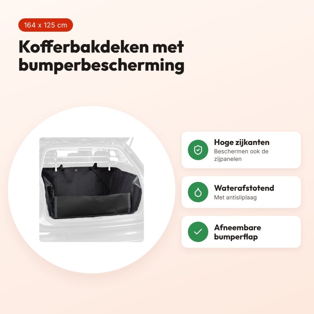 Trixie kofferbakdeken met hoge zijdelen zwart 164 x 125 cm – antislip – voordelen