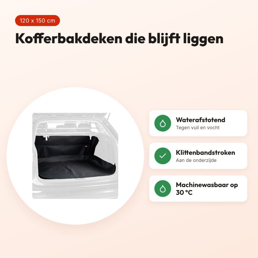 Trixie kofferbakdeken zwart 120 x 150 cm – waterafstotend, wasbaar – voordelen
