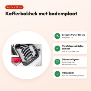 Trixie kofferbakhek aluminium grijs/zwart 94-114 x 69 cm – met bodemplaat – voordelen