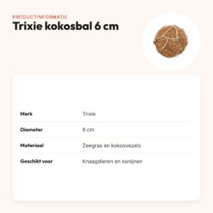 Trixie kokosbal 6 cm – knaagspeelgoed van zeegras en kokosvezel – productinformatie