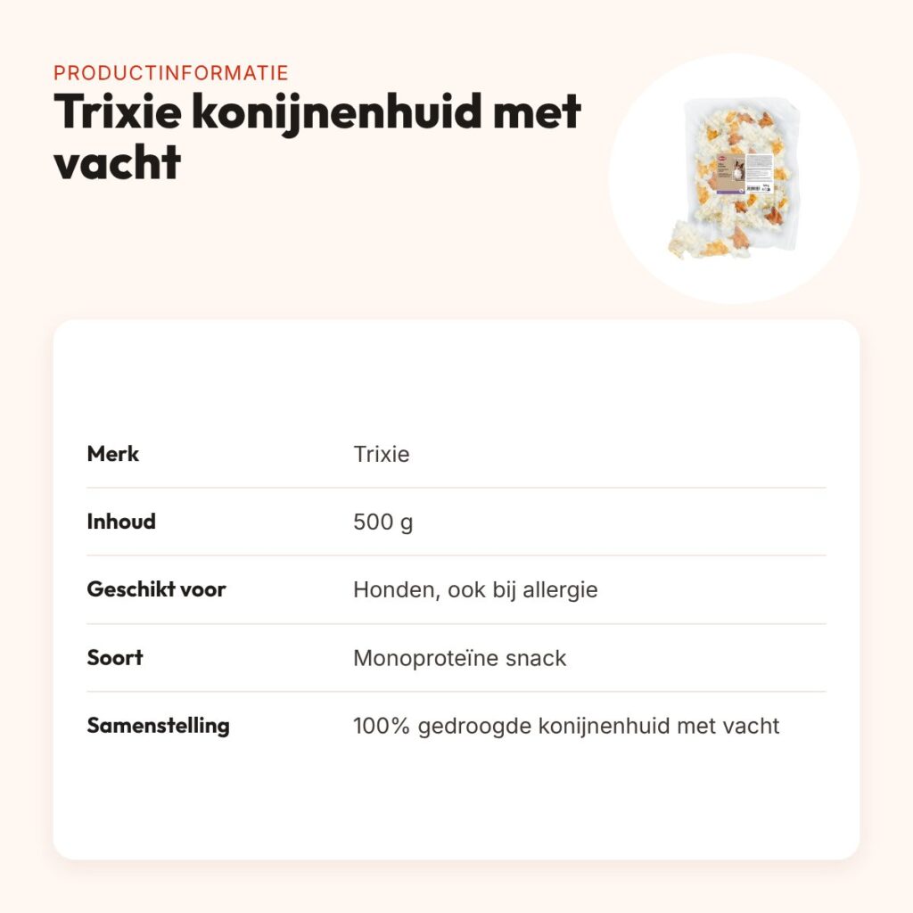 Trixie konijnenhuid met vacht 500 g – gedroogde hondensnack – productinformatie