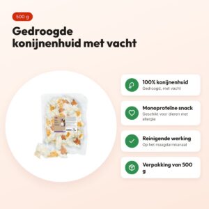 Trixie konijnenhuid met vacht 500 g – gedroogde hondensnack – voordelen