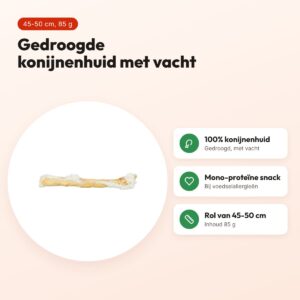 Trixie konijnenhuid rol met vacht 45-50 cm – 85 g, mono-proteïne snack – voordelen