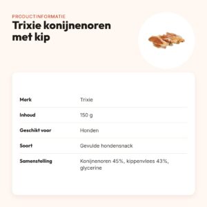 Trixie konijnenoren met kip 150 g – gevulde hondensnack – productinformatie