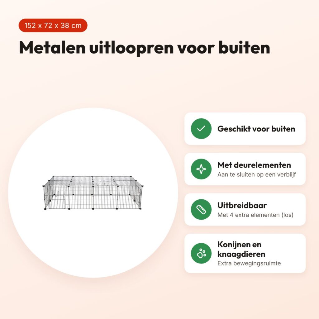 Trixie konijnenren met afdekking metaal zwart 152 x 72 x 38 cm – voordelen