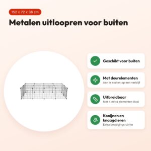 Trixie konijnenren met afdekking metaal zwart 152 x 72 x 38 cm – voordelen