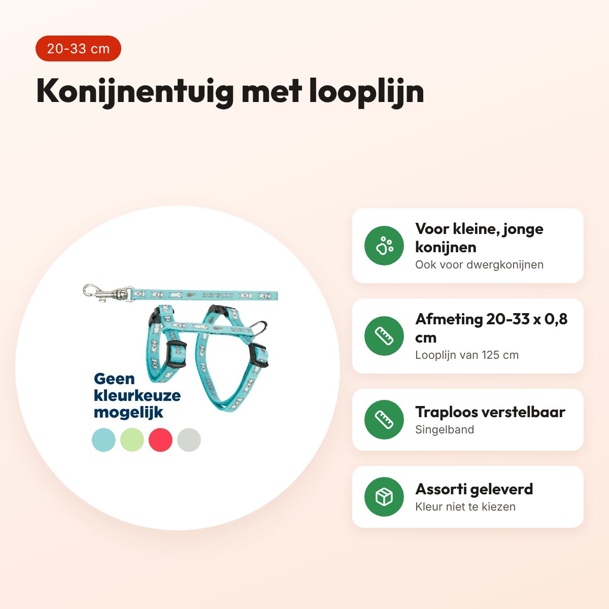 Trixie konijnentuig Baby Bunny met riem 20-33 cm – assorti – voordelen