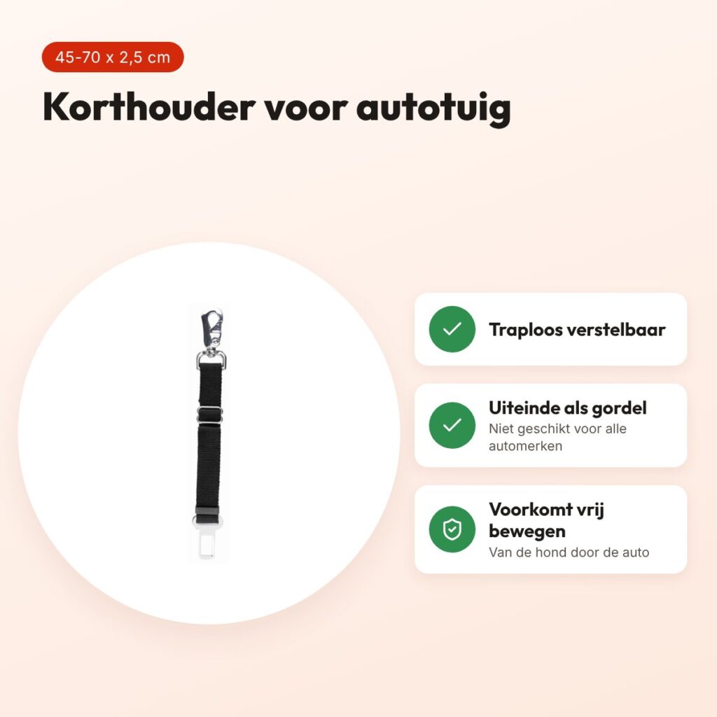 Trixie korthouder met karabijnhaak zwart 45-70 cm – voor autotuig – voordelen