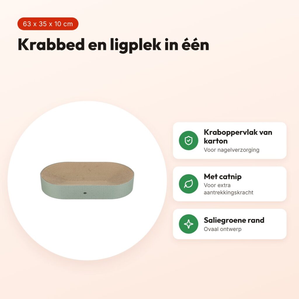 Trixie krabbed Lido karton met catnip saliegroen 63 x 35 x 10 cm – voordelen