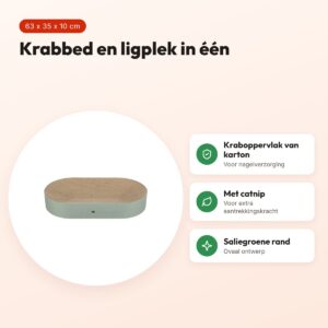 Trixie krabbed Lido karton met catnip saliegroen 63 x 35 x 10 cm – voordelen