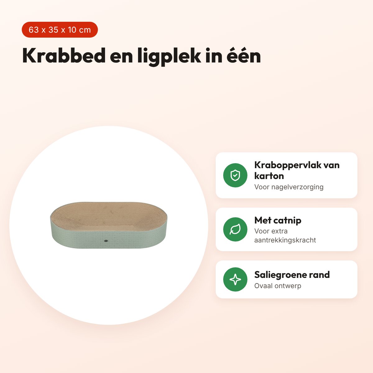 Trixie krabbed Lido karton met catnip saliegroen 63 x 35 x 10 cm – voordelen