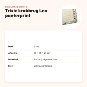 Trixie krabbrug Leo panterprint crème 38 x 38 x 25 cm – pluche en jute – productinformatie
