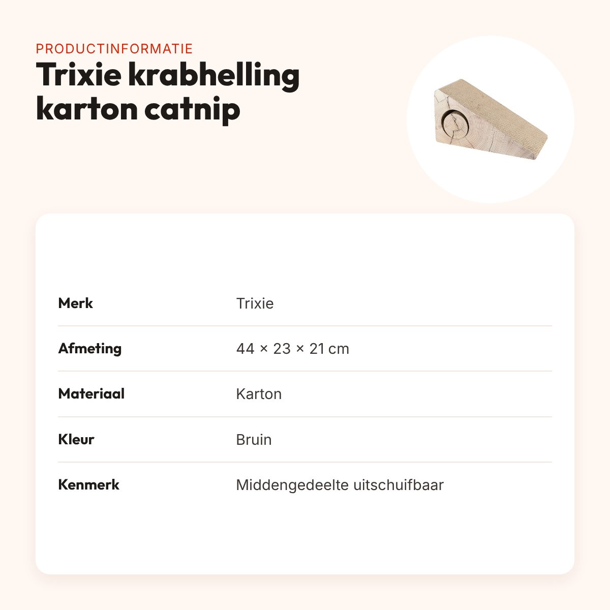 Trixie krabhelling karton 2-delig met catnip bruin 44 x 23 x 21 cm – productinformatie