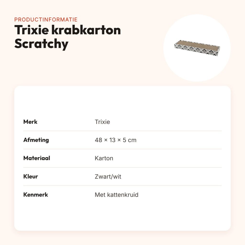Trixie krabkarton Scratchy met catnip zwart/wit 48 x 13 x 5 cm – productinformatie